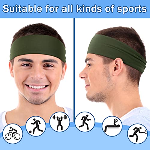 Image of 9 pcs Sweatbands for Men Workout Sport Headbands for Men Camo Headband Sweat Absorbing Headband Wide Sweatband for Head Basketball Football Cycling Running Yoga, 4.7 x 9.8 Inch