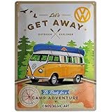Nostalgic-Art VW Bulli T1 – Let's Get Away – Auto Geschenk-Idee, Retro Blechschild, aus Metall, Vintage-Design zur Dekoration, 30 x 40 cm