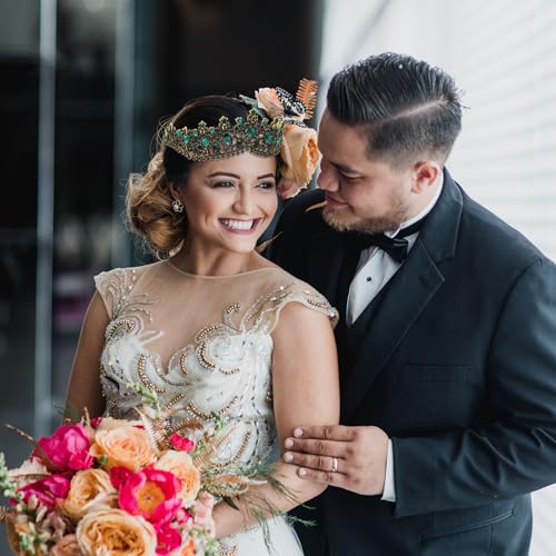 Tiara de boda vintage cómoda que no se cae para peinados de compromiso 6