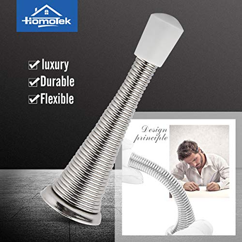 Homotek 12 Pack Spring Door Stopper With Rubber Bumper Satin Nickel 3-1/8" Flexible Spring Heavy Duty Wall Door Stop Low Mounted Door Bumper For Home (Satin Nickel-Upgrade) #TOP1