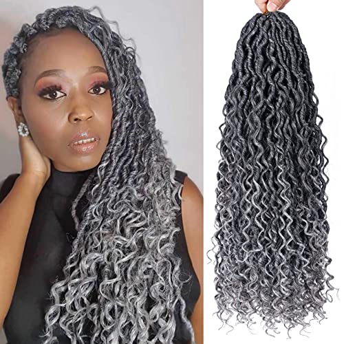 Goddess Locs Crochet Hair 22 Inch 7 Packs Ombre Grey