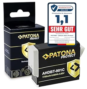 PATONA Protect Akku für GoPro Hero 12/11/10/9 – 1730mAh – Feuerhemmendes V1 Gehäuse, Langlebig, Leistungsstark – Ersatz für GoPro AHDBT-901C, SPBL1B, Enduro Akku