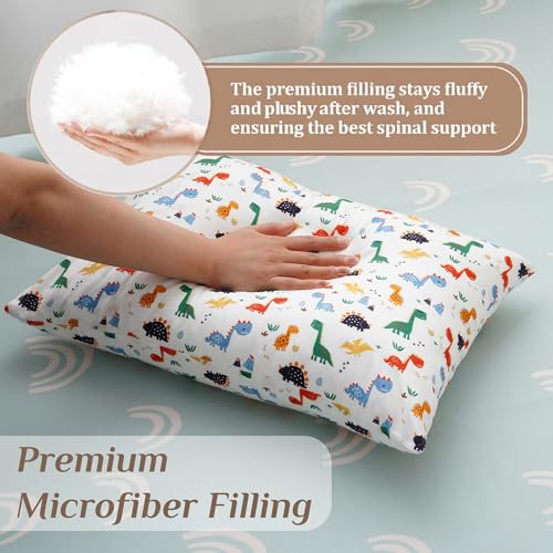 Image of Bunnikins & Clover Toddler Pillows with Pillowcase, 13 inchx18 inch Soft Cotton Kid Pillows for Sleeping, Bedding Small Pillow for Boys and Girls Aged 2-5 Years