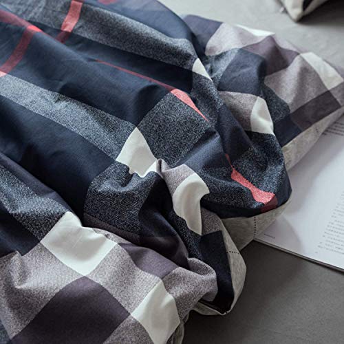 Luxlovery Navy Plaid Comforter Set Queen Navy Blue Buffalo Bedding Comforter Set Full Grid Checkered Blanket Quilts Soft Breathable Tartan Dark Blue Comforter Set With 2 Pillowcases #TOP3