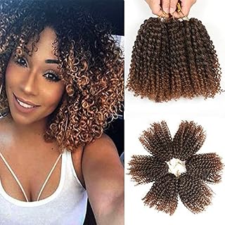Marlybob Häkelhaarverlängerung, 20 cm, 6 Bündel/Lot Kinky Curly Häkelzöpfe Ombre, Kunsthaar, Haarverlängerung