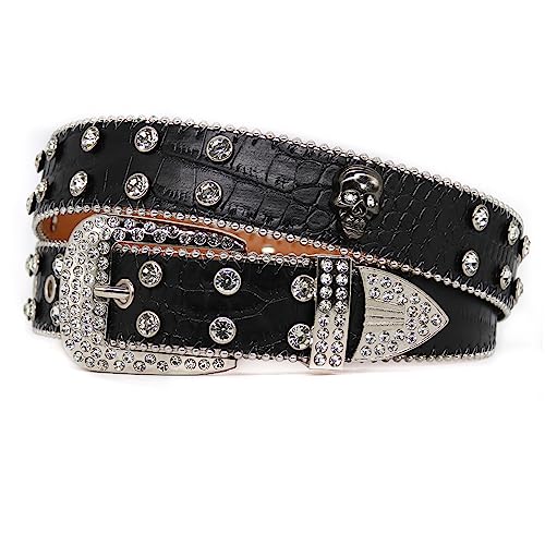 Ceinture cloutée tête de mort strass femme style western punk rock