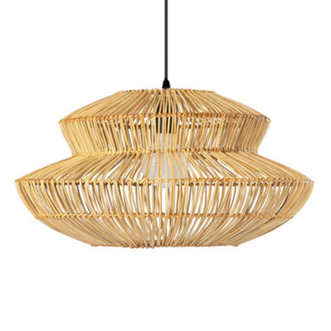 Abat-jour dôme en bambou tressé main suspension bohème chic salon de style rustique