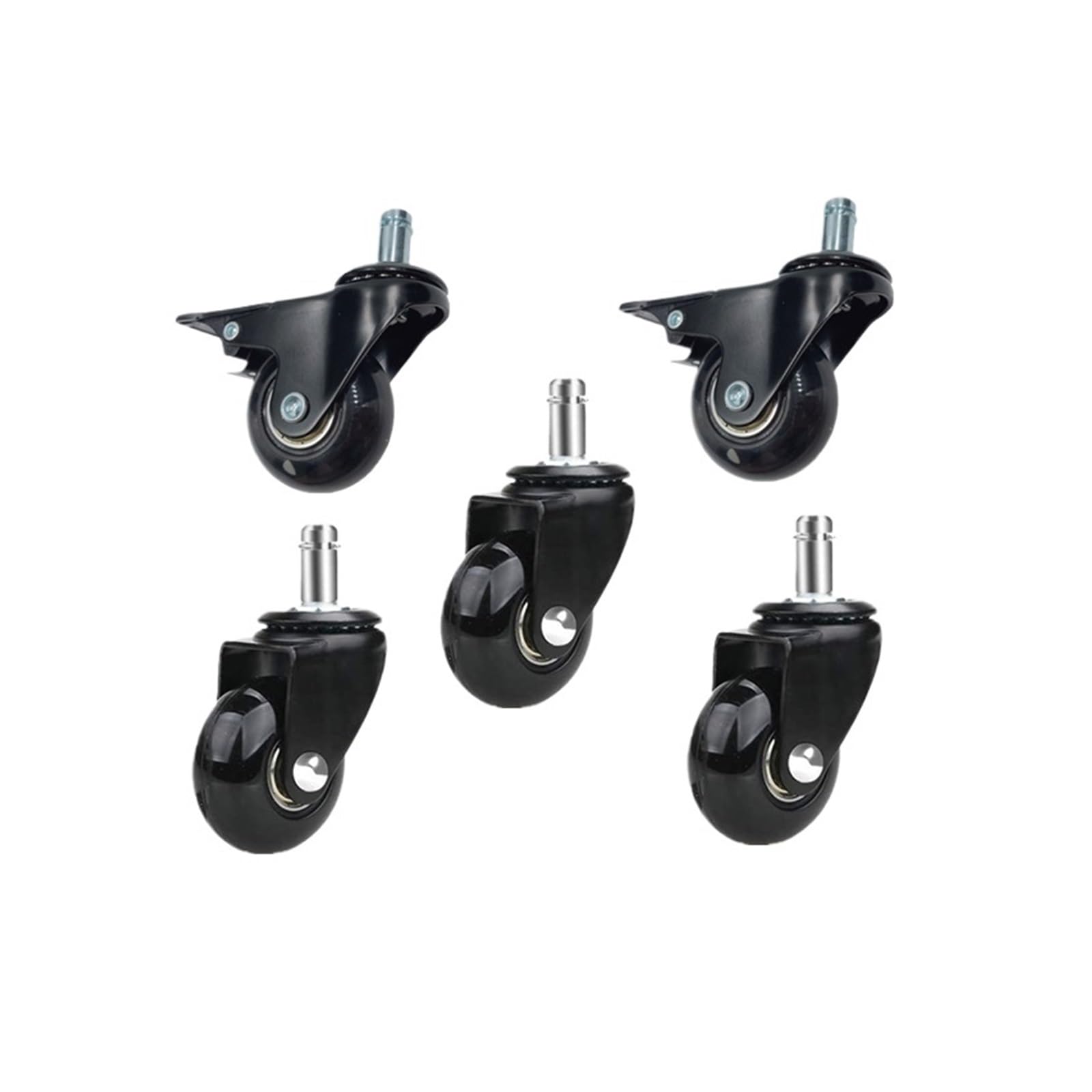 MXXDMOPD 5 Pieces/lot 2/2.5/3 inch Transparent Wheel brake/10mm/11mm PU Office Furniture Chair casters(No.2)