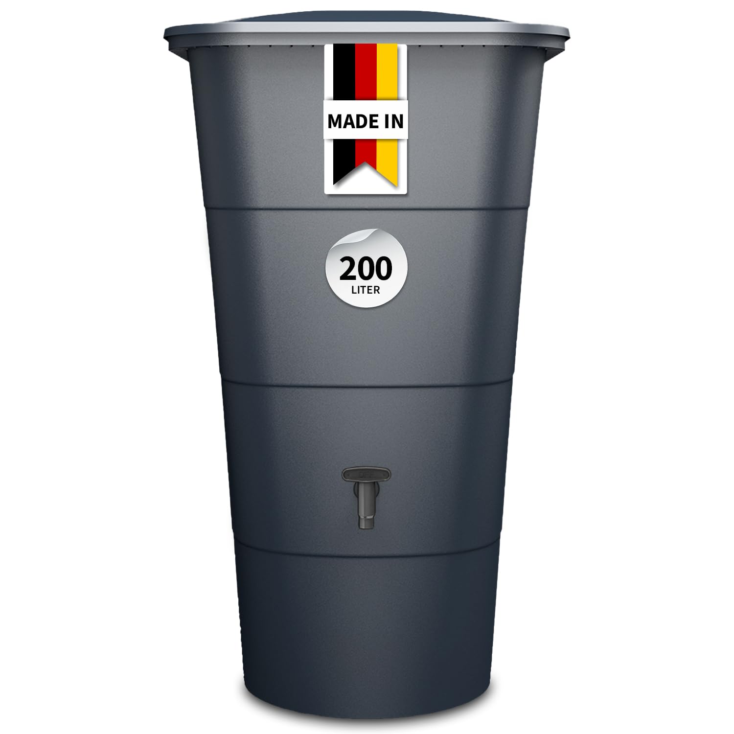 GARANTIA Ibiza Regentonne eckig 200 Liter Graphite Grey inkl. Deckel und Hahn für nachhaltige Gartenbewässerung im modernen Matt-Look mit strukturierter Oberfläche sowie verstärktem Rand exklusiv