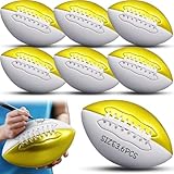 Soulchen 6 Pcs Autograph Footballs Blank White Panels Official Size Mini Autograph Football Customized Signature Team Balls Trophy for Rugby Game Graduation Signing, Gold(8.27 Inch)
