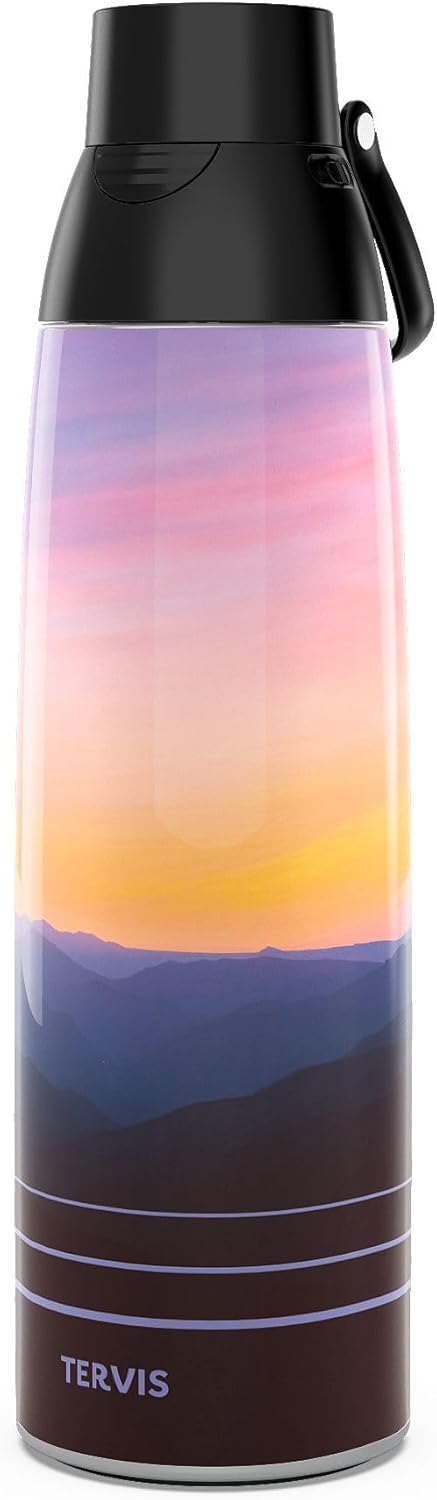 Tervis Venture Water Bottle Early Mountain Morning Made in USA Double Walled Insulated Tumbler Travel Cup Keeps Drinks Cold & Hot, 36oz, Stainless Steel