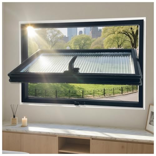18x24in Windows for houses, 360° Rotation Sliding Window, Flush Mount Rotating Ventilated Windows, Basement Window with Tempered Glass, for Bathroom/Kitchen/Warehouse/Playhouse (Black, 18x24in)
