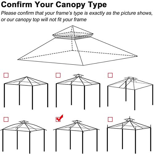 10\' X 10\' Gazebo Replacement Canopy Top Cover - Beige, Double-teir - Thumbnail 4