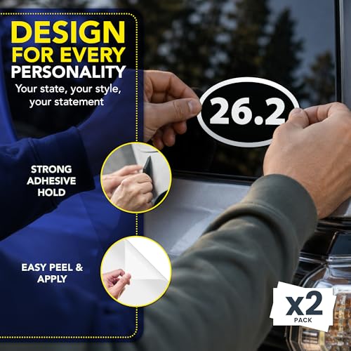 Image of 26.2 Marathon Inverted Black Oval Running Stickers- 5.5 inchx3.5 inch, 2 Pack - Waterproof Bumper Sticker Decal for Cars, Laptops, Water Bottles & Marathon Runner Gifts, Weatherproof Vinyl, Made in USA