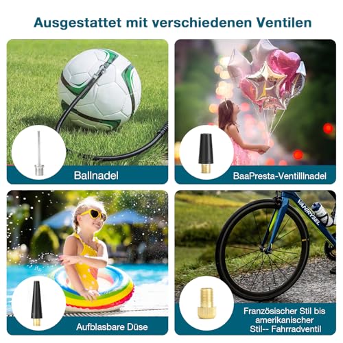 Mucek Accucompressor voor Bosch Professional 18 V, 150 psi/10,3 bar draagbare luchtcompressor, accucompressor auto met digitale drukmeter voor auto, motorfiets, fiets, ballen (zonder batterij) - Afbeelding 5