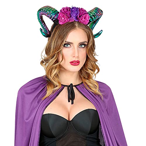 Widmann 68567 68567 Aries Horns with Flowers, Headband, Witch, Halloween, Accessory, Women, Multicoloured, One Size - Image 3