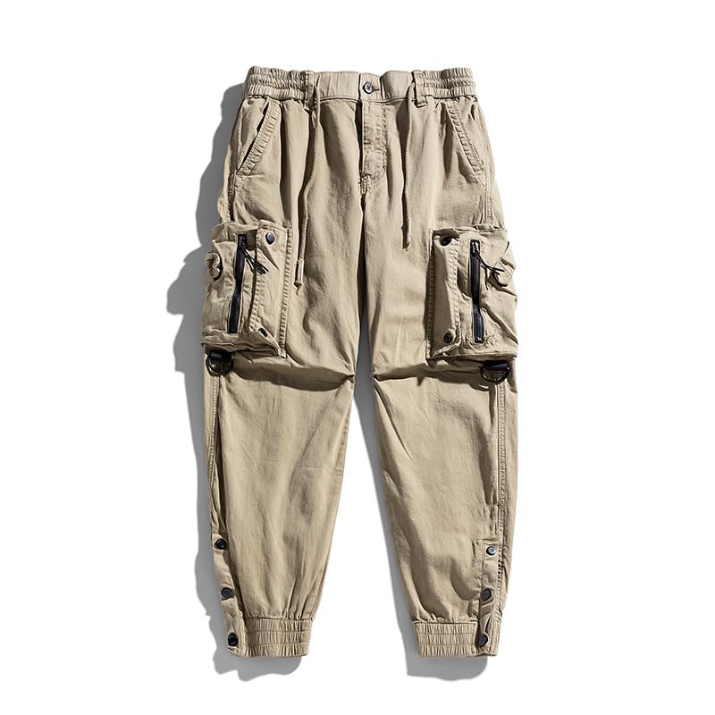 Men's Cargo Pants with Multi Pockets Drawstring Waist Relaxed Fit Lightweight Snap Leg Hiking Breathable Trousers2