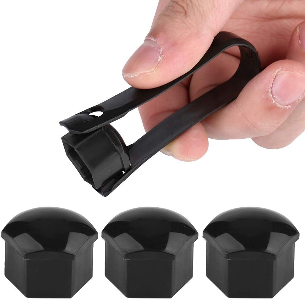 Wheel Nut Rim Cover, 20pcs 21mm Nut Car Wheel Auto Hub Screw Anti-Theft Cover (Black)