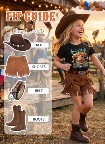 Image of Girls Western Cow T-Shirts - Cute Cowgirl Outfits for Kids Short Sleeve Shirts Funny Tops Rodeo Graphic Summer Tee