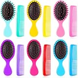 12 Pack Wet Small Hair Brush Combs Set, 6 Detangler Mini Brush Detangling Travel Hair Brush 6 Plastic Fine Wide Combs for Women Men Kids Toddler Girls Baby(Stylish Colors)