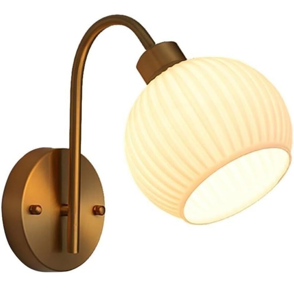 SENJINGHUA Wall Sconce Gooseneck Brass Gold Wall Light Fixture Modern Farmhouse Hardwired Wall Mounted Lamp for Bedroom Hallway Bathroom