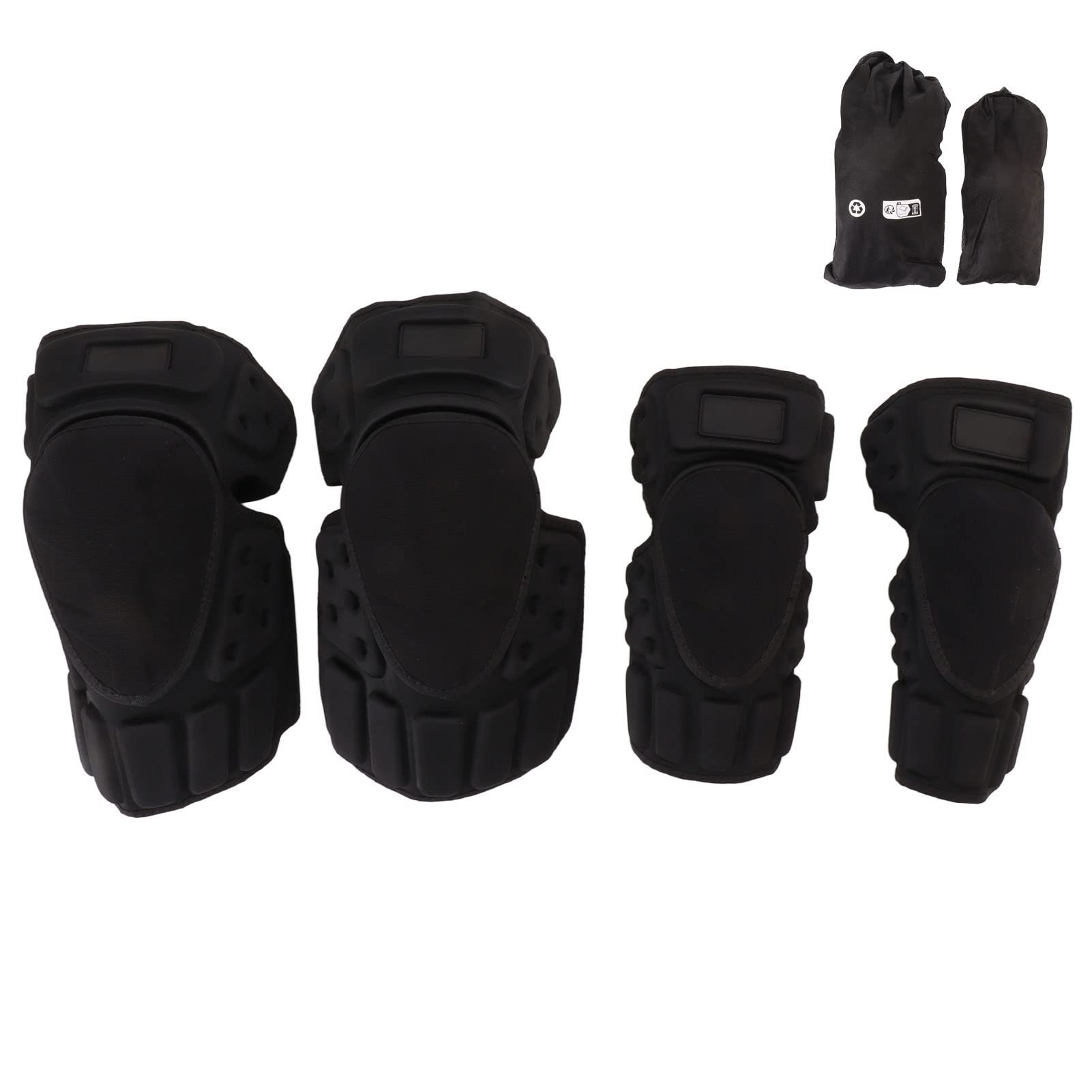 NDNCZDHC 4PCS Motorcycle Elbow Knee Pads with Storage Bag EVA Adult Arm Guards Black Adjustable Elbow Knee Protective Guards for Cycling