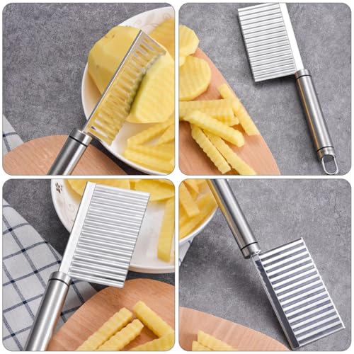 Cortador ondulado de papas acero inoxidable 2 piezas miniatura 4