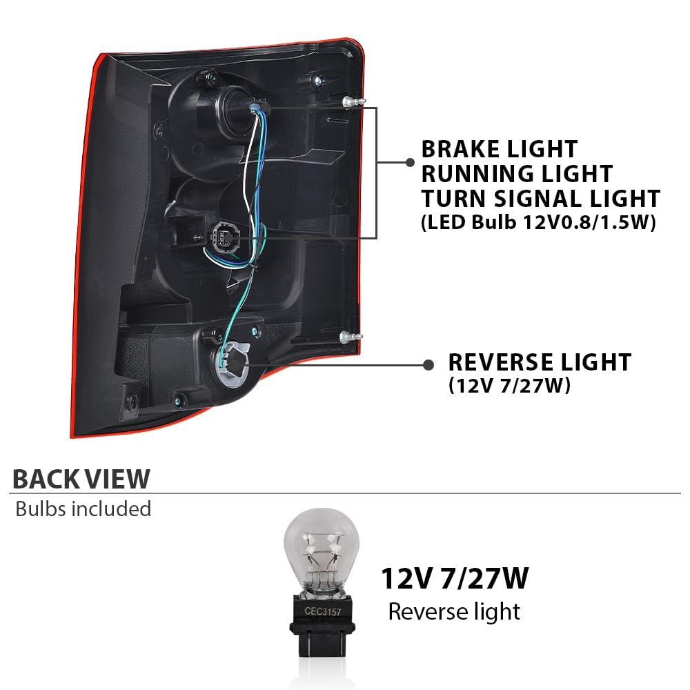 Left Tail Lights Assembly for 2016-2019 with Wiring Harness Red Lens GM2800261 image 4