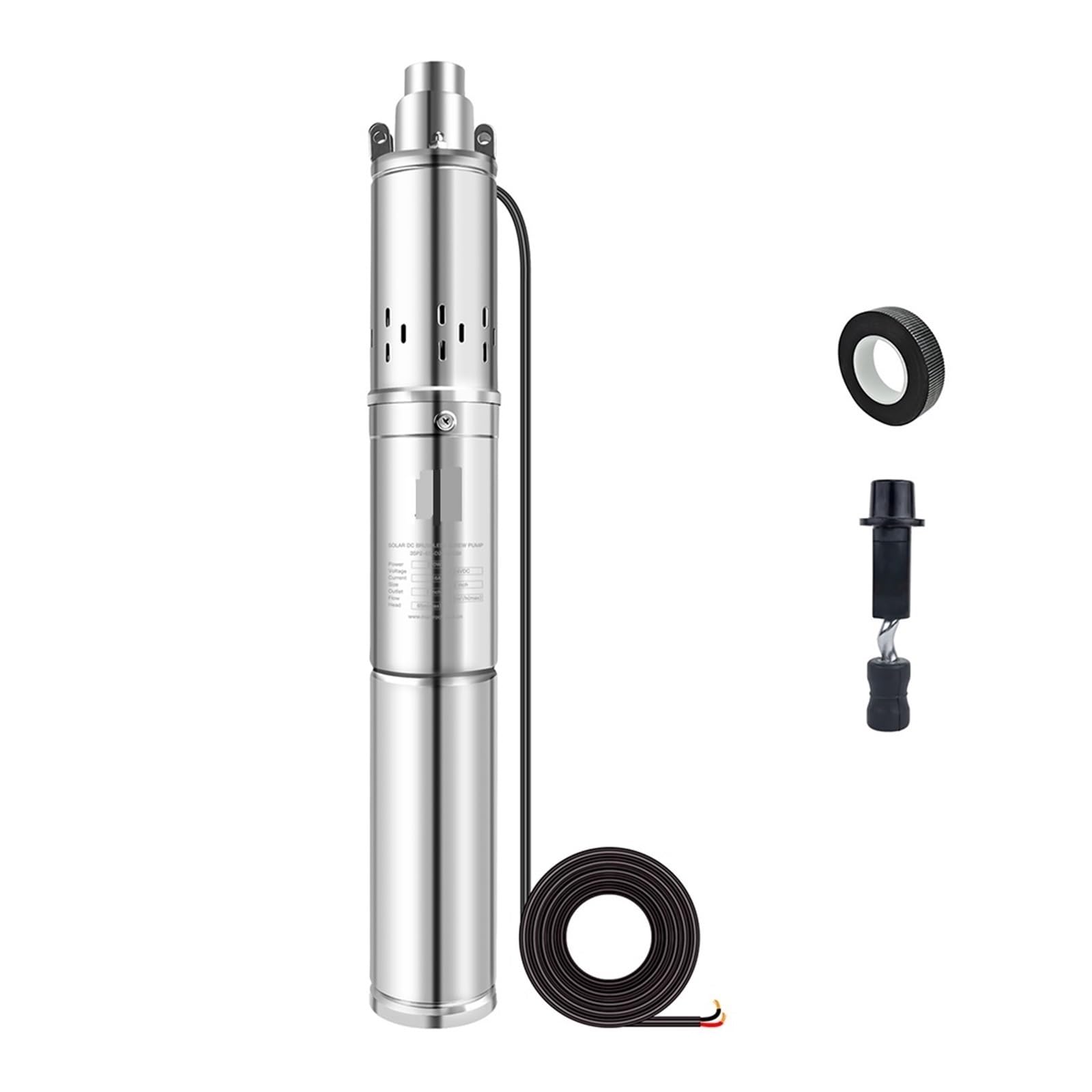 Gdbagkdqk One Color 24V Dc Solar Submersible Pump 370W Built In Controller Flow Max 2T/H Pv Deep Well Powerful Water Flow