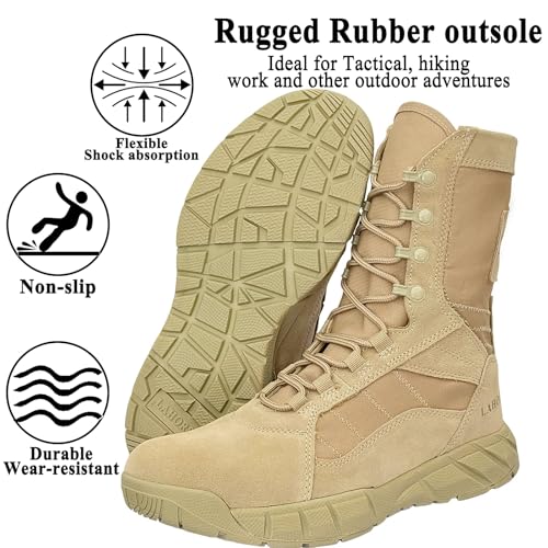 Image of Lightweight Man Tactical Military Boots Combat Boots Anti-Collision Side Zipper Training Lace Up Outdoor Hiking Breathable Shoe
