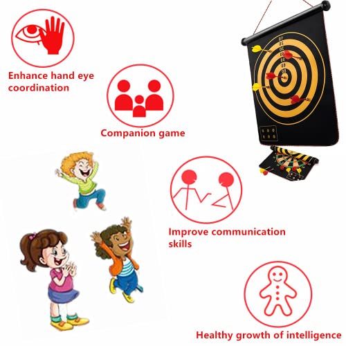 Goldhik Magnetic Dart Board For Outdoor And Indoor Darts Games, Double Sided Dartboards Game Set With 12Pcs Safety Magnet Darts,Toys Gifts For Kids, Adults #TOP3