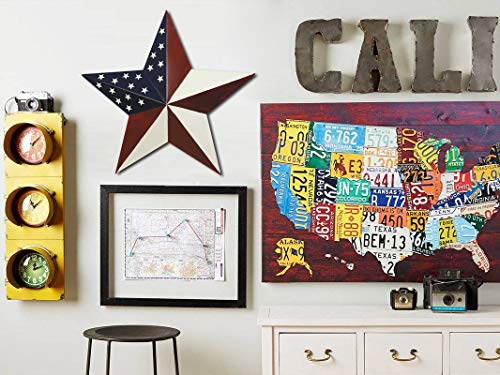 American Barn Star, Metal Patriotic Old Glory Americana Flag Barn Star Wall Decor For July Of 4Th Independence Day (L-Stars) #TOP3