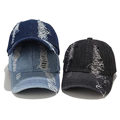 Image of 3 Pack Baseball Cap Vintage Distressed Low Profile Unstructured Cotton Dad Hat Adjustable for Women Men