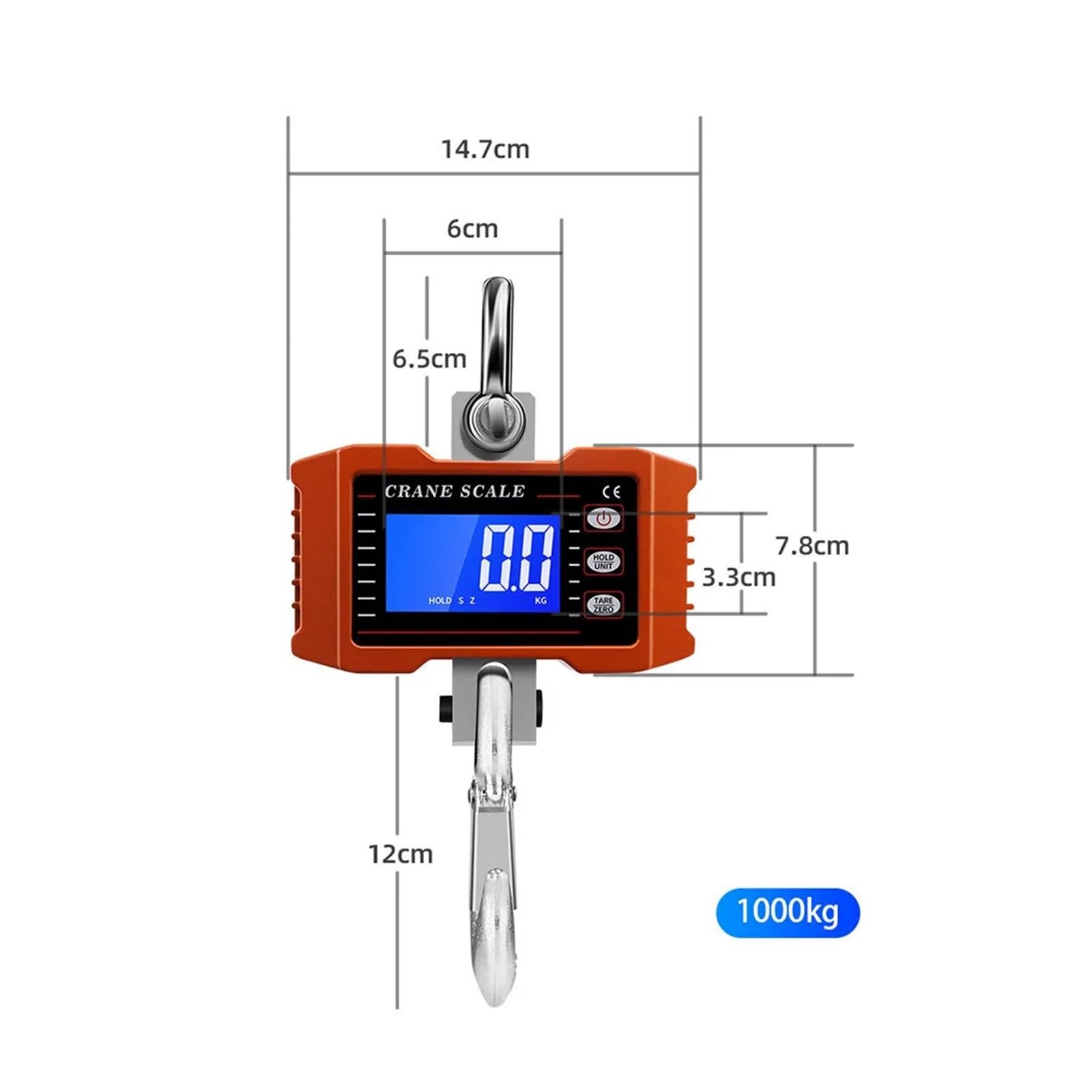 Balance numérique suspendue à crochet de grue, 1000kg, industrielle, avec rétro-éclairage LCD, Instruments d'analyse, Pesage précis(Blauw)