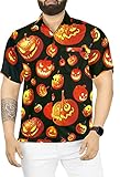 LA LEELA Men's Camp Beach Short Sleeve Hawaiian Shirts M Pumpkin Orange, Scary