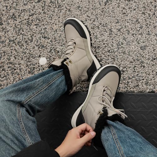 Snow Boots for Men, Slip on Waterproof Hiking Boots with Fur Lined, Mens Winter Boots Shoes Non-Slip Rubber Sole Outdoor Comfortable Walking Shoes4