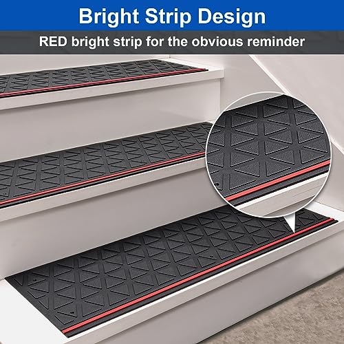 Spurtar Rubber Stair Treads 35" x 10", 5 PCS Non-Slip Outdoor Stair Treads for Wooden Steps and Concrete Marble Tile Metal Steps