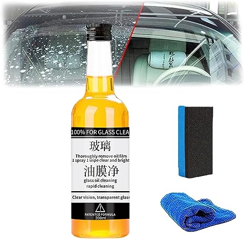 Gokame Dissolvant de film d'huile pour verre, dissolvant de film d'huile de verre monté sur voiture, nettoyant pour pare-brise de voiture, nettoyant de film d'huile de verre de voiture (1pcs)