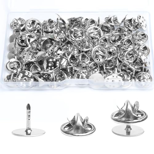 Uigidori 50 Pairs Premium Butterfly Clutch Pin Backs with 8mm Length 10mm Width Blank Pins for DIY Enamel Pins Jewelry Craft Gifts or Tie Tack Keeper Replacements (Silver)