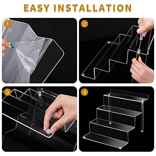 Andgoo Floating Effect 4 Tier Clear Acrylic Display Stand Riser, 9 Inch Width High Capacity Transparency Display Shelves Organizer For Dresser Perfume, Funko Pop, Dessert Cake And More #TOP5