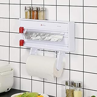 Vinsani® 3 in 1 Wall Mounted Kitchen Dispenser for Aluminium Foil, Cling Film and Kitchen Roll