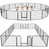 Yaheetech 16pcs Vallas para Perros Extensible Plegable Vallas para Jardin Metalicas Jaula Perro Grande Exterior Corrales para Cachorro 80x60cm