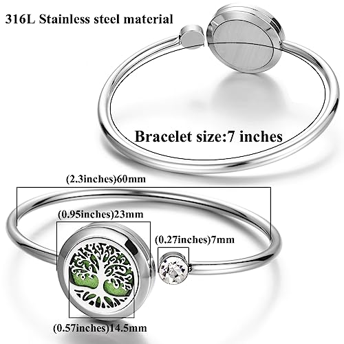 Birthday Gifts for Women-Essential Oil Diffuser Bracelet- Aromatherapy Bracelet Jewelry Stainless Steel Band with 10pcs Refill Pads XL101-2 - Image 4