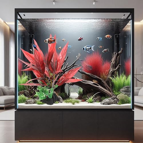 Image of Tall Aquarium Plants Aquarium Silk Plants, Fish Tank Decorations，Betta Fish Tank Accessories，Amphibian Habitat Hideout Goldfish Plant(Red)