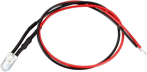 Miniatura 3 de uxcell 5pcs 0.197 in pre cableado LED, blanco DC24V lente transparente, diodos emisores de luz