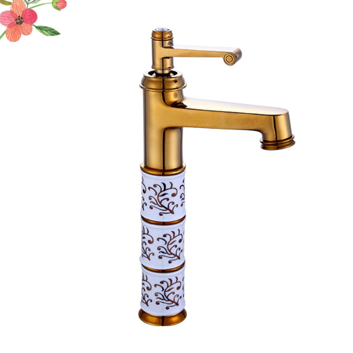 Rame Rubinetto Freddo Caldo in Miscelatore, per Lavabo Bagno | Bocca Singolo Foro, Aeratore Avanzato, Maniglia Ergonomica, Finitura Liscia, per Cucina e Bagno
