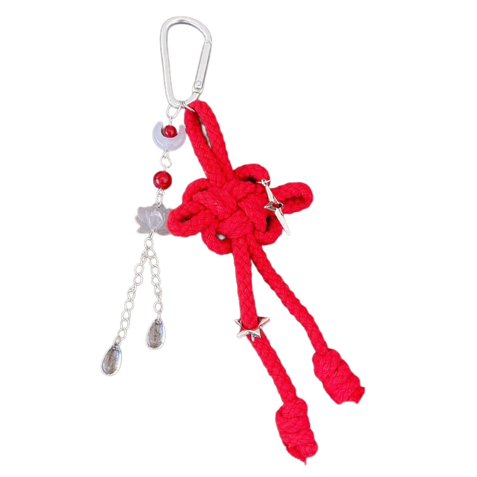 Maxtonser Handwoven Chinese Knot Keychain Traditional Auspicious Symbol Decoration With Alloy Carabiner For Bag Backpack Keys
