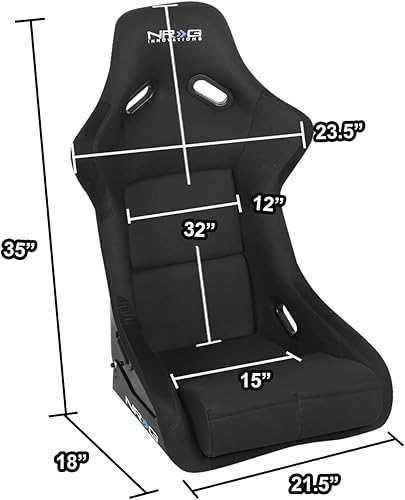 Miniatura 7 de NRG FRP-300E, 1 asiento lateral de fibra de vidrio estilo Glass Bucket con soporte montable ajustable (negro)