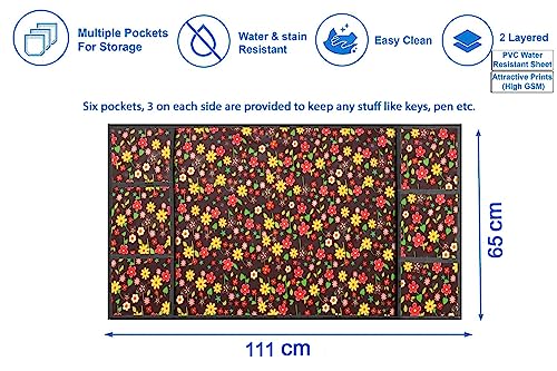Image of Stylista Refridgerator top Cover Suitable for Samsung RR24C2823S8 /NL, 223 Liter Fridge, Dimension (WXD) 65x111 CM, Mini Floral Pattern Multicolor