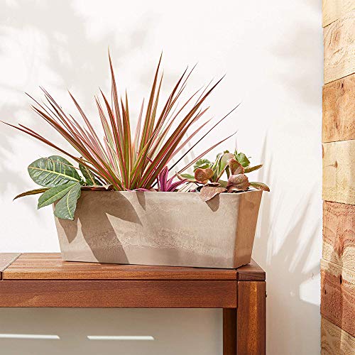 Image of Arcadia Garden Products PSW U45TP Plastic /Stone /Wood Composite Simplicity Window Box, No Drainage Hole (Drillable), 17.5 inch x 7 inch x 6 inch, Taupe (Pack of 8)
